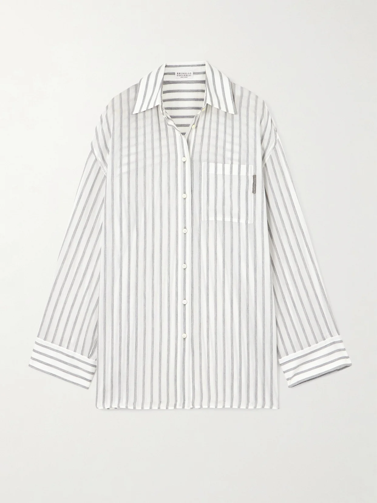 Oversized Embellished Striped Cotton-gauze Shirt - 1