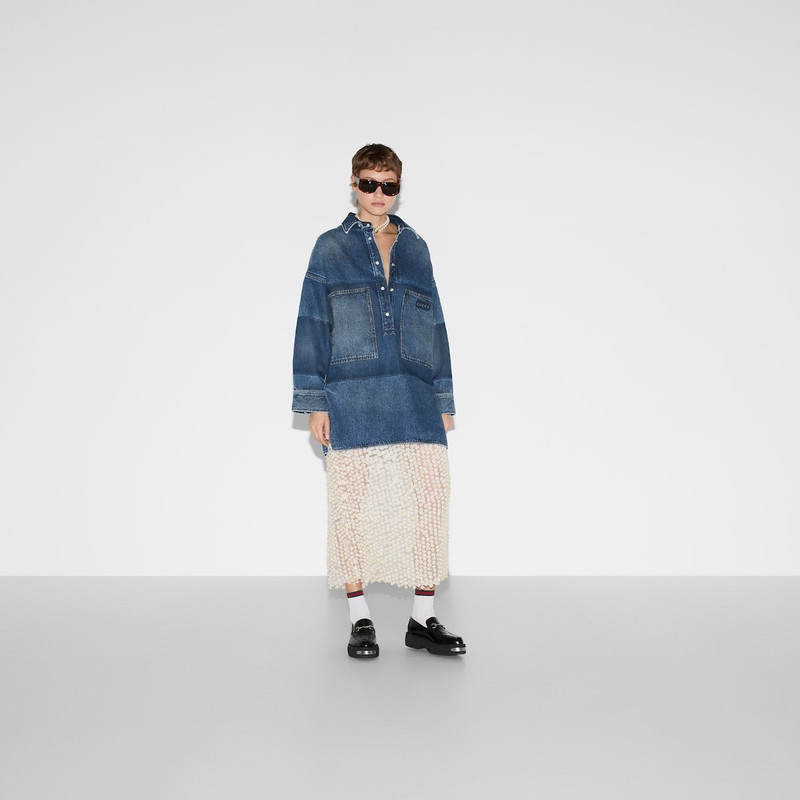GUCCI Lasered denim dress outlook