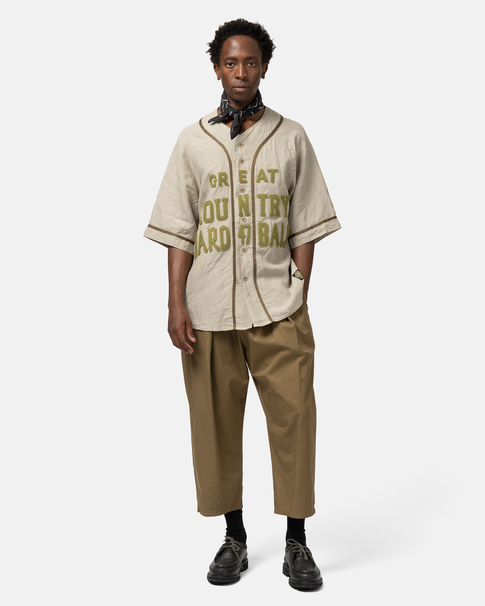 French Linen GREAT KOUNTRY Baseball Shirt Beige - 2