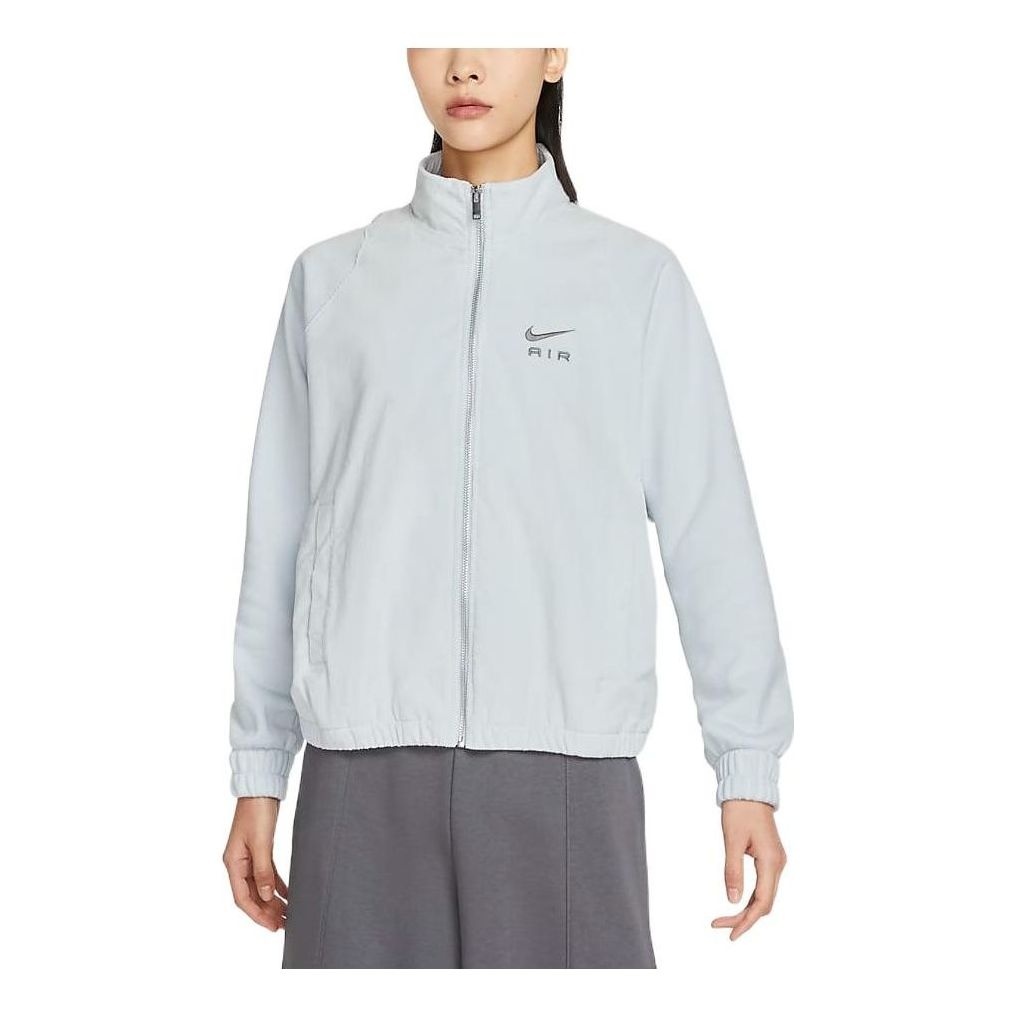 (WMNS) Nike Air Logo Corduroy Full-Zip Stand Collar Jacket 'Grey' DQ6929-043 - 1