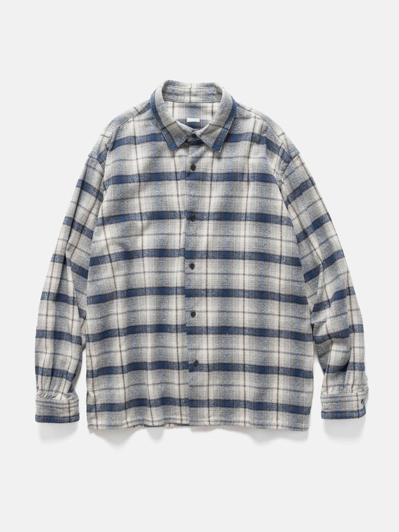 Vintage Cotton Silk Nep Twill Check Shirt Navy 1