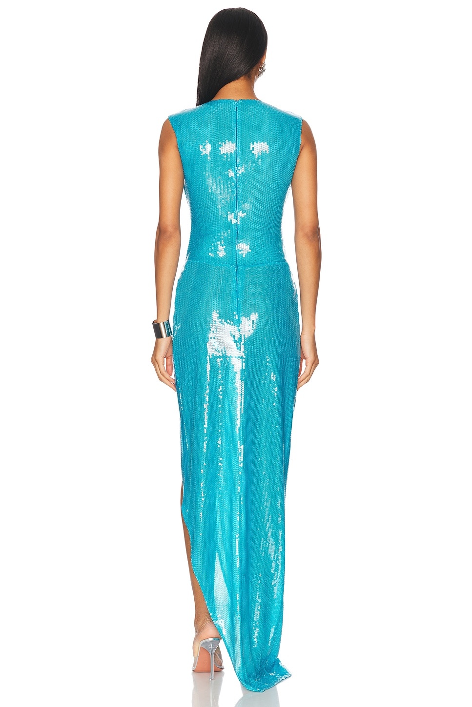 Sleeveless Sequined Gown - 4