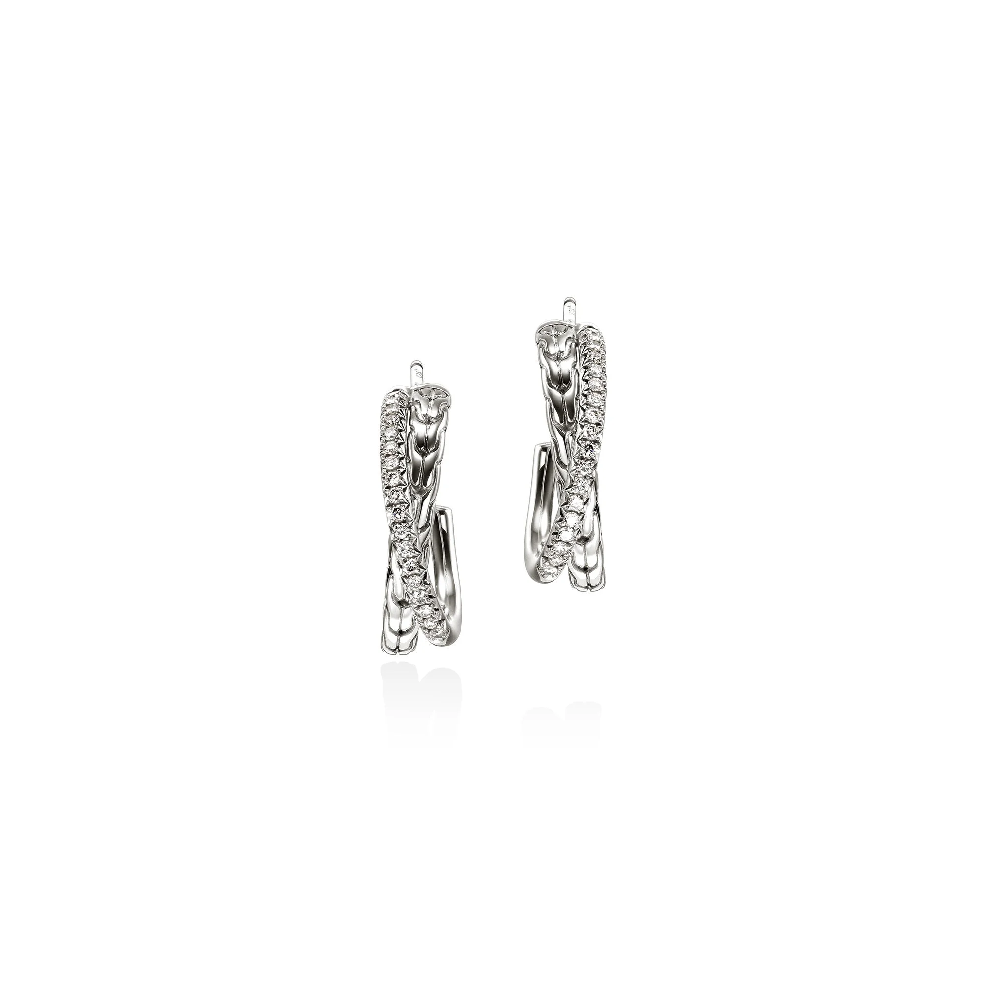 JH Essential Pavé Crossover Earring, Sterling Silver, Diamonds, 20.5MM - 1