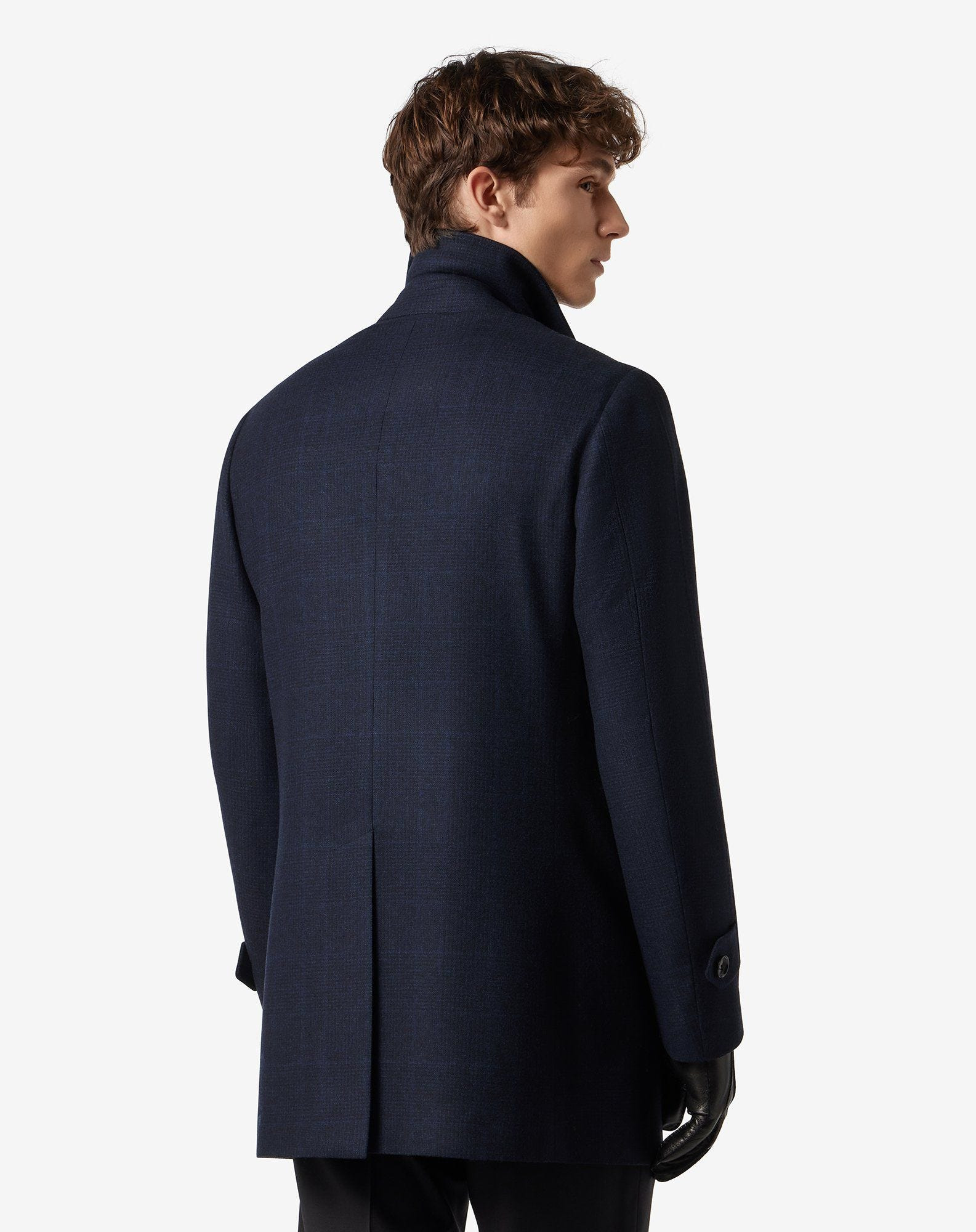 Blue glen plaid wool and cashmere coat - 3