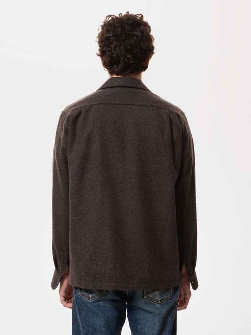 Nudie Jeans Sten Wool Solid Brownmelange outlook