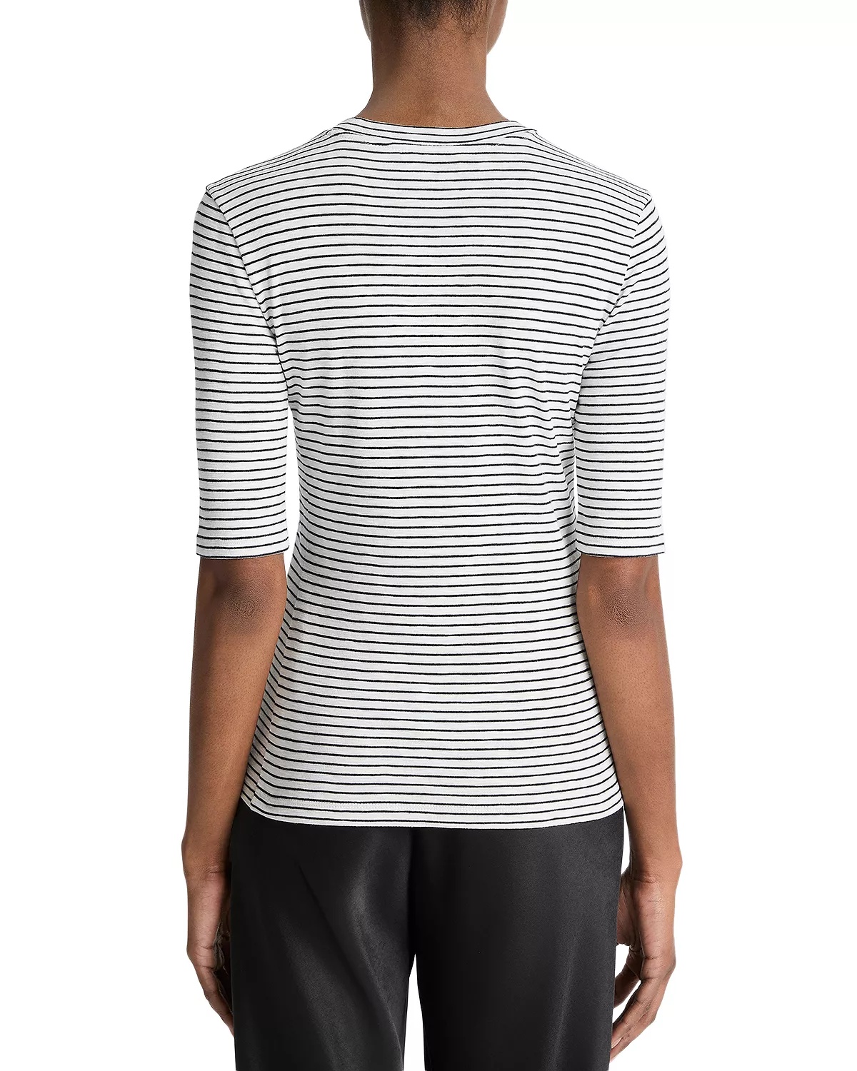 Striped Elbow Sleeve Crewneck Tee - 2