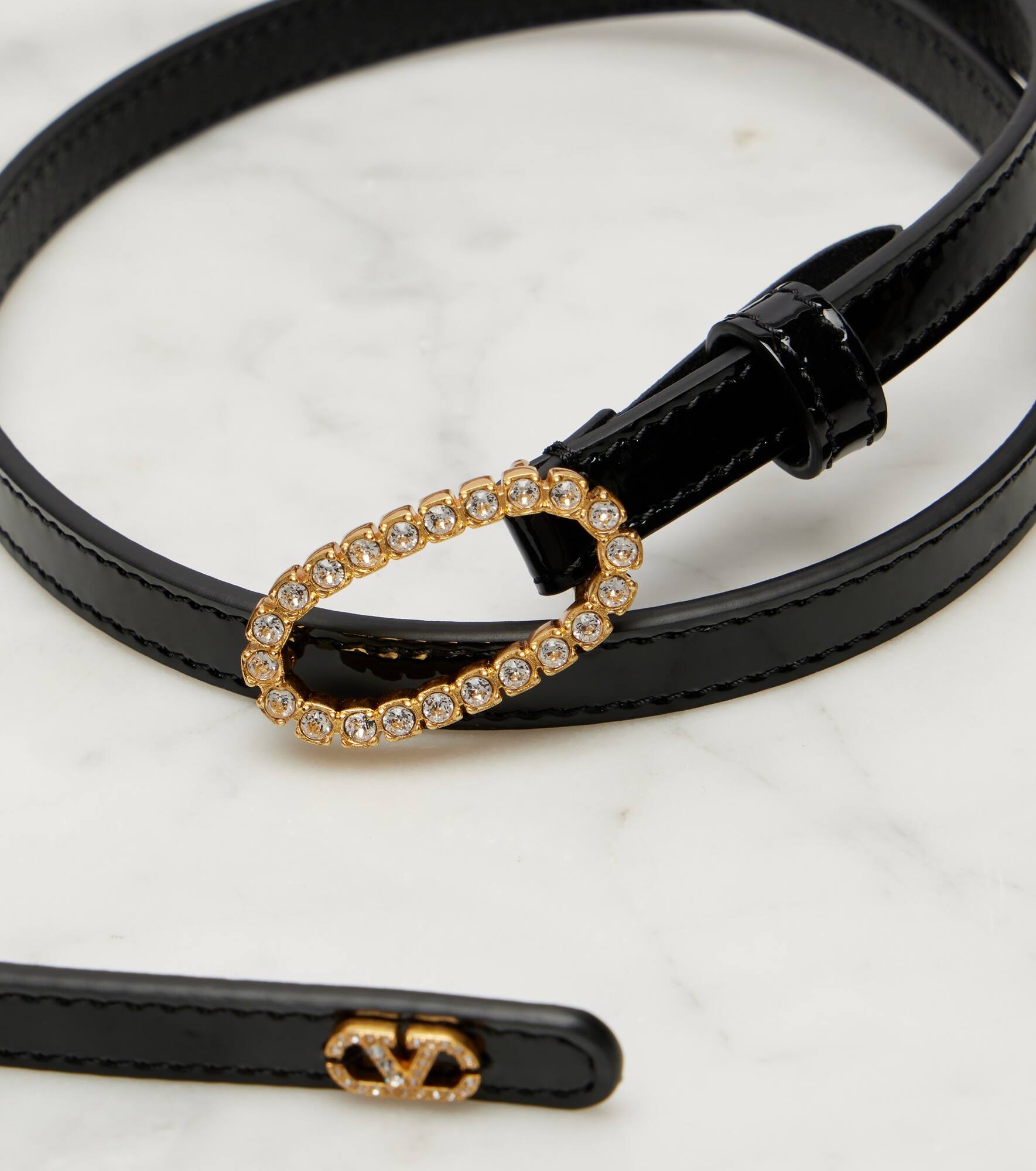 VLogo embellished leather belt - 3