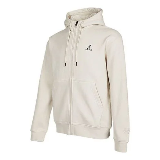 Men's Air Jordan Fleece Lined Flying Man Logo Zipper Cardigan Jacket Creamy White DA9811-104 - 1