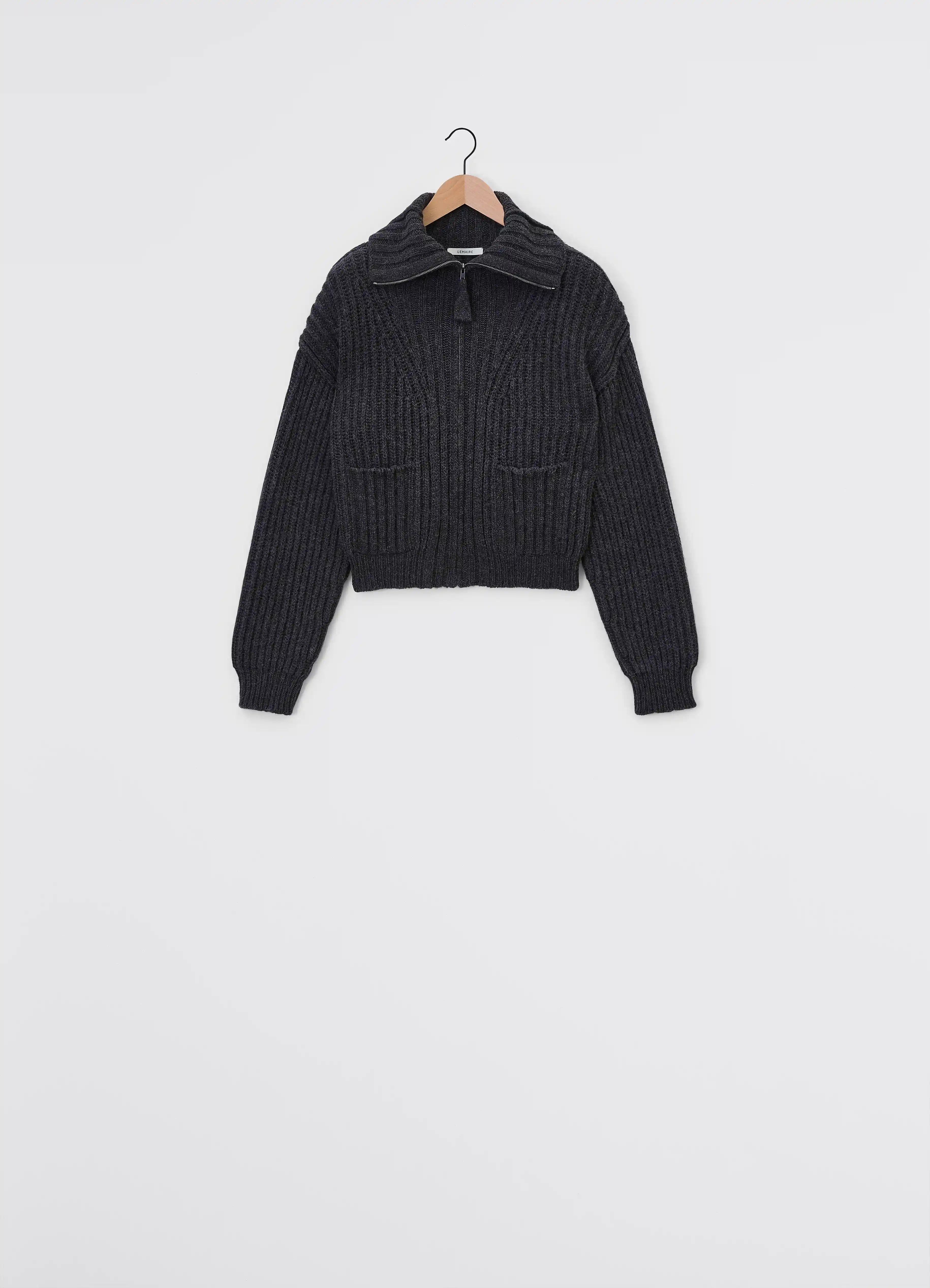 TRUCKER COLLAR ZIPPED CARDIGAN - 1
