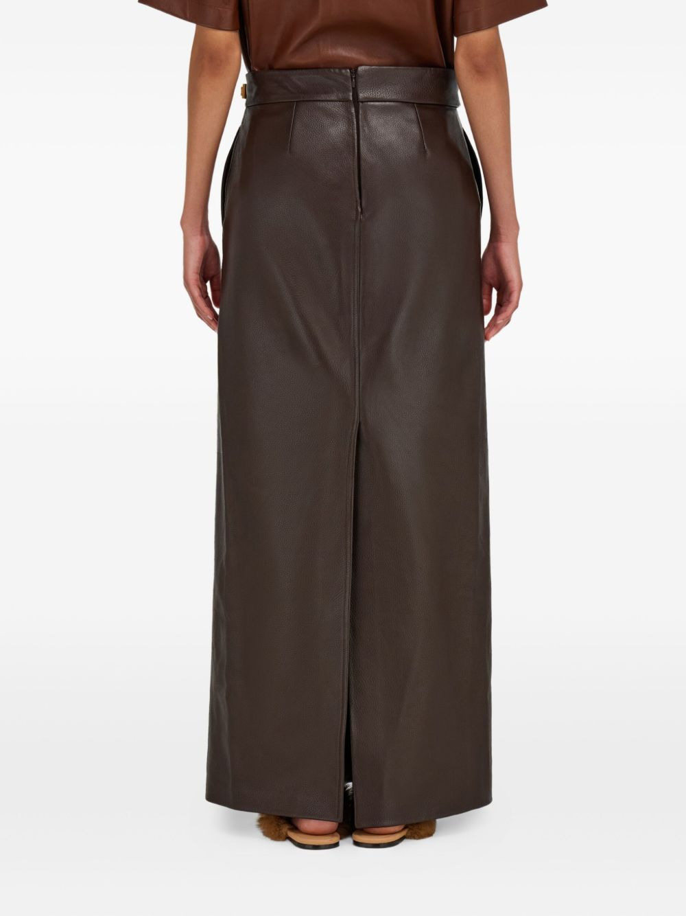 leather slit maxi skirt - 4