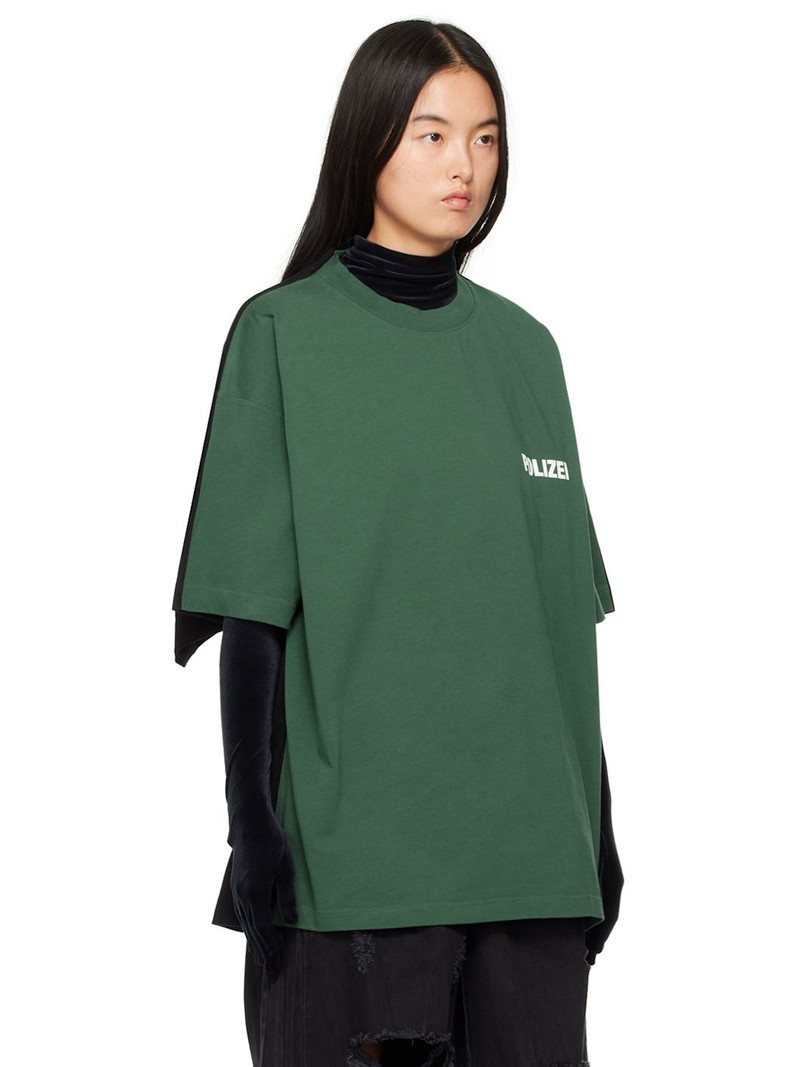 VETEMENTS Green 'Polizei' & 'Securite' Double T-Shirt outlook