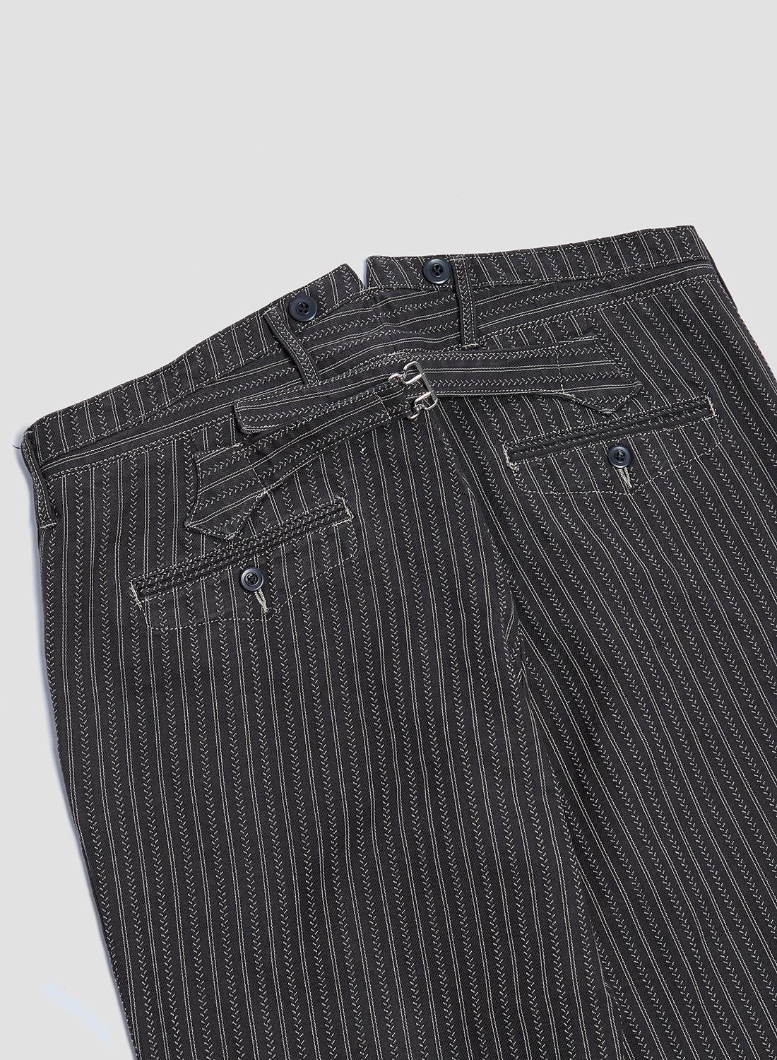 Adjustable Costume Original Herringbone Stripe Baggy Pants Black - 5