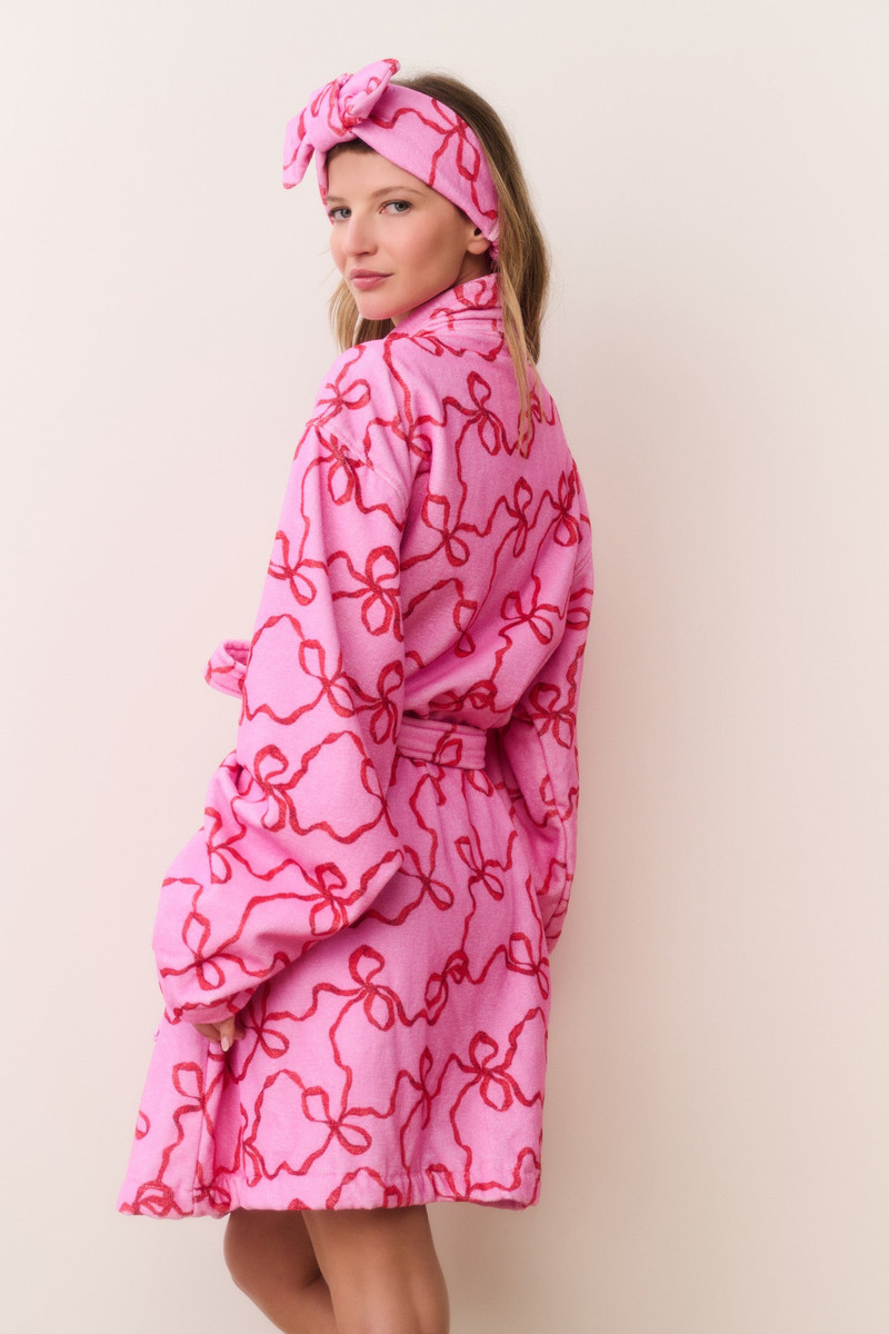 Indie Cotton Bow Print Bath Robe 5