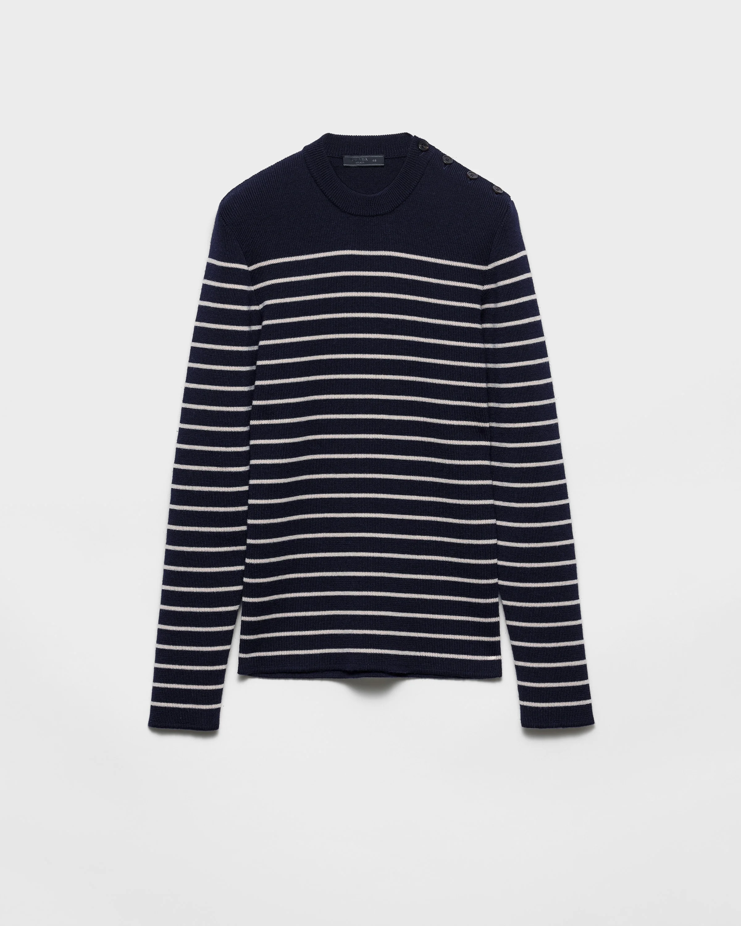 Striped superfine wool crew-neck sweater - 1