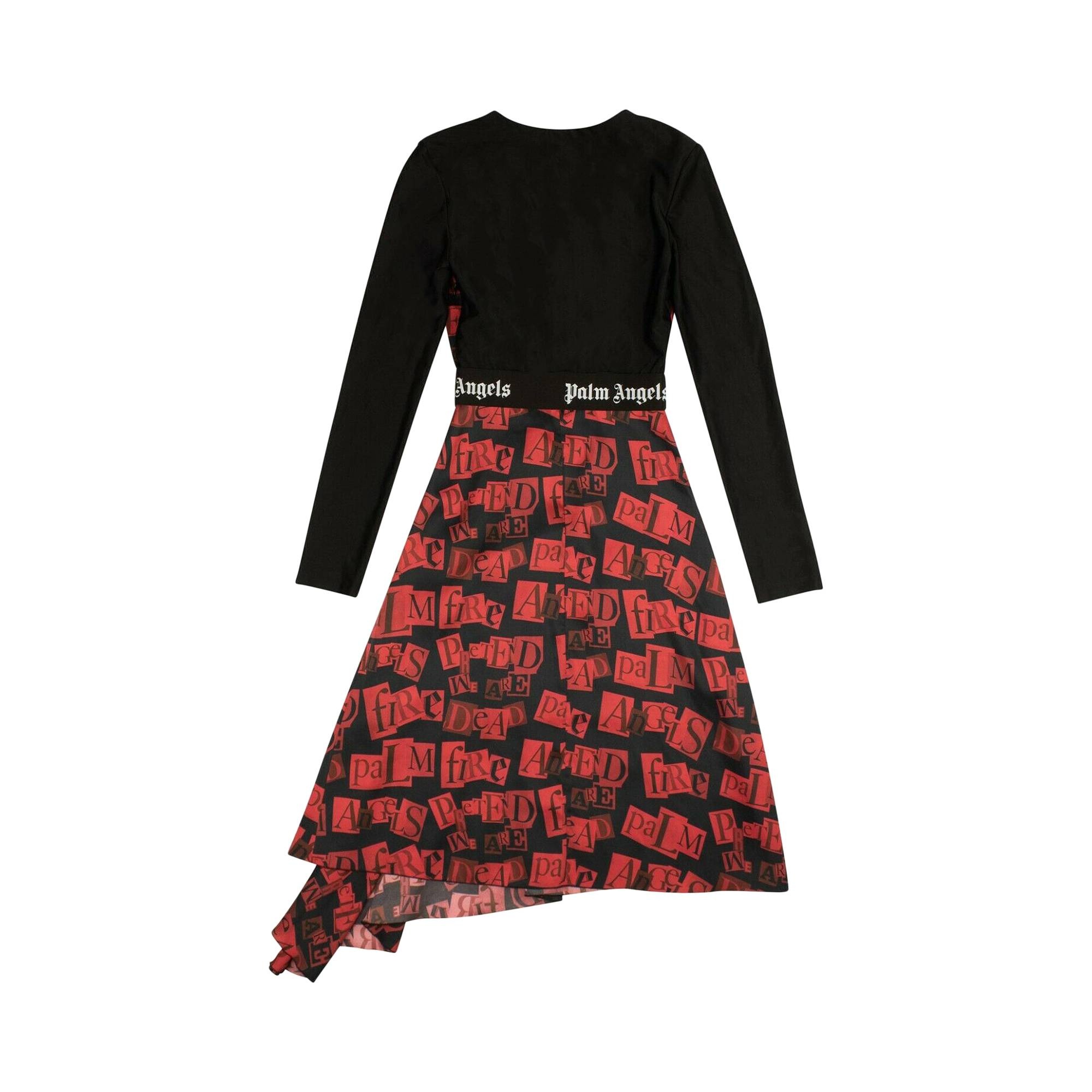 Palm Angels Ransom Print Midi Dress 'Red' - 2