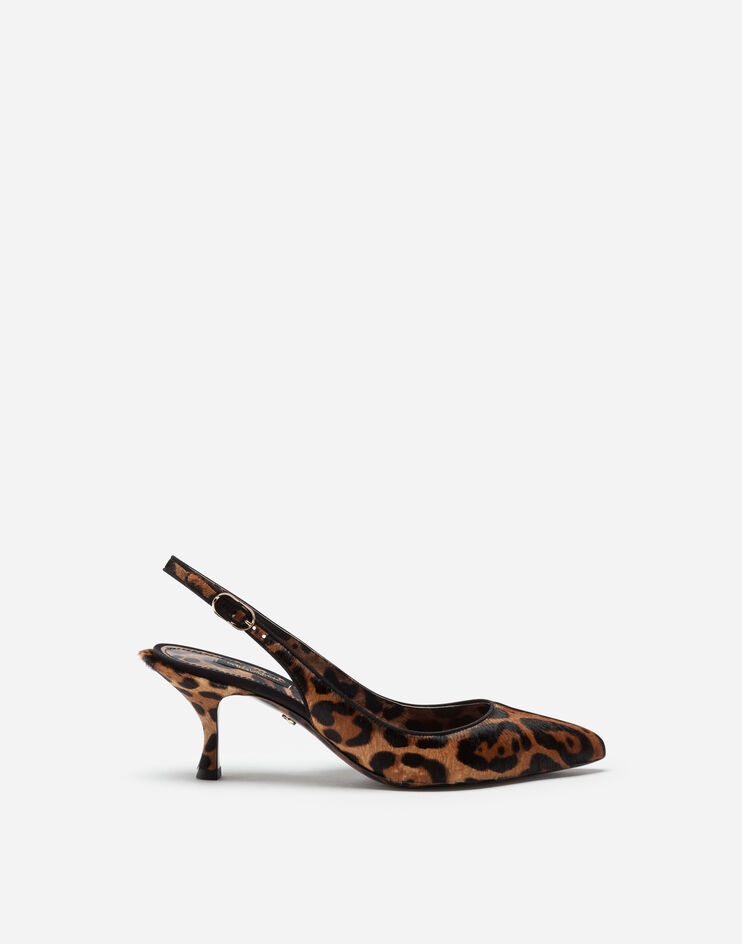 Leopard-print pony hair slingbacks - 1