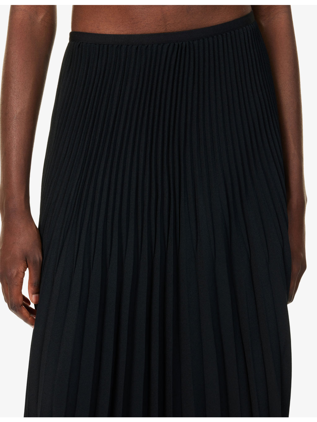 Pleated High-Waist Woven Midi Skirt - 5