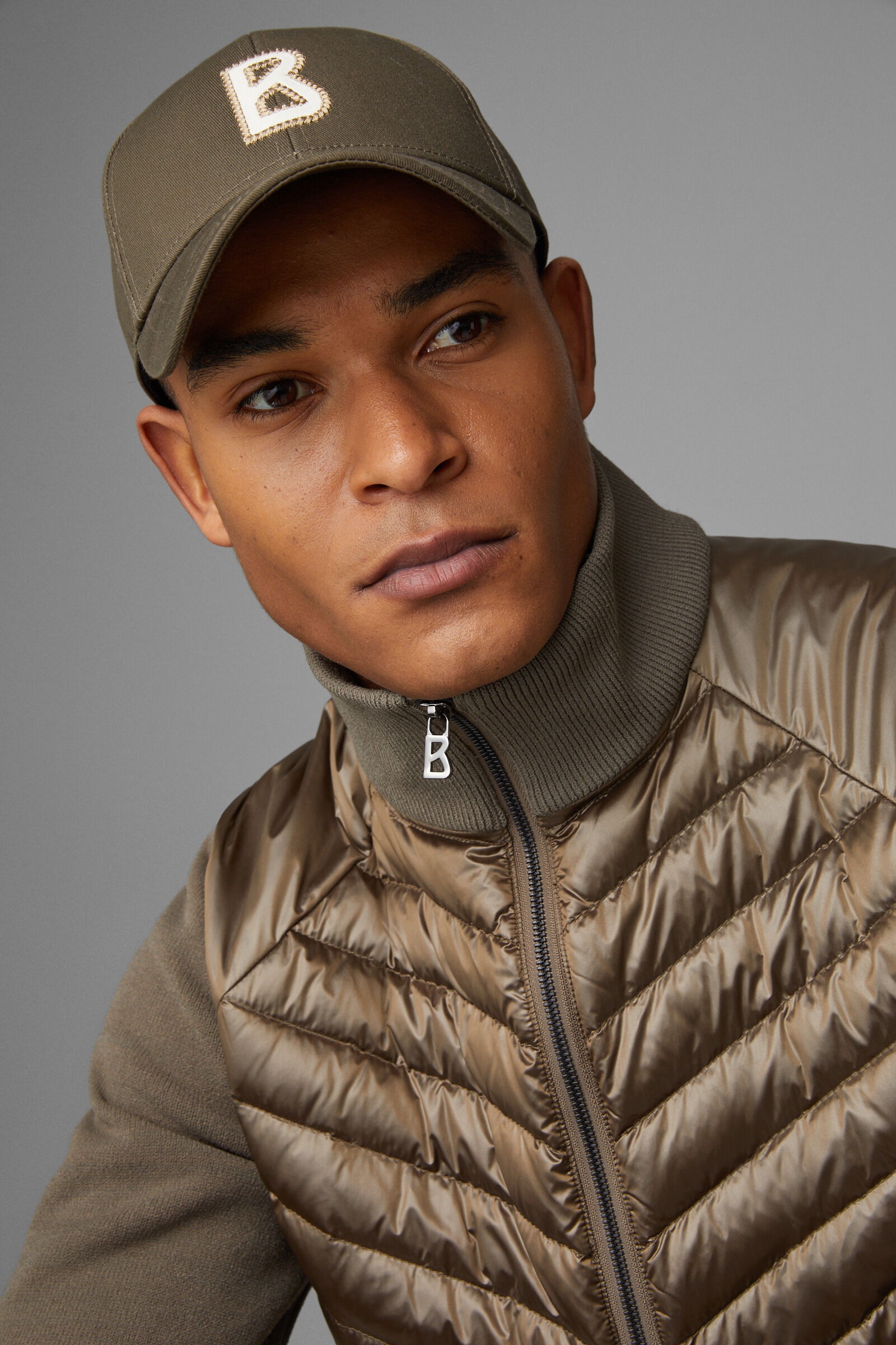Alexio Down knit jacket in Khaki - 6