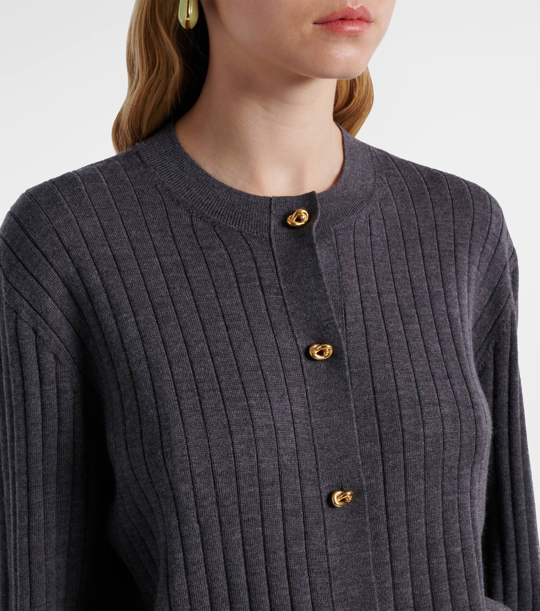 Knot ribbed-knit wool cardigan - 4