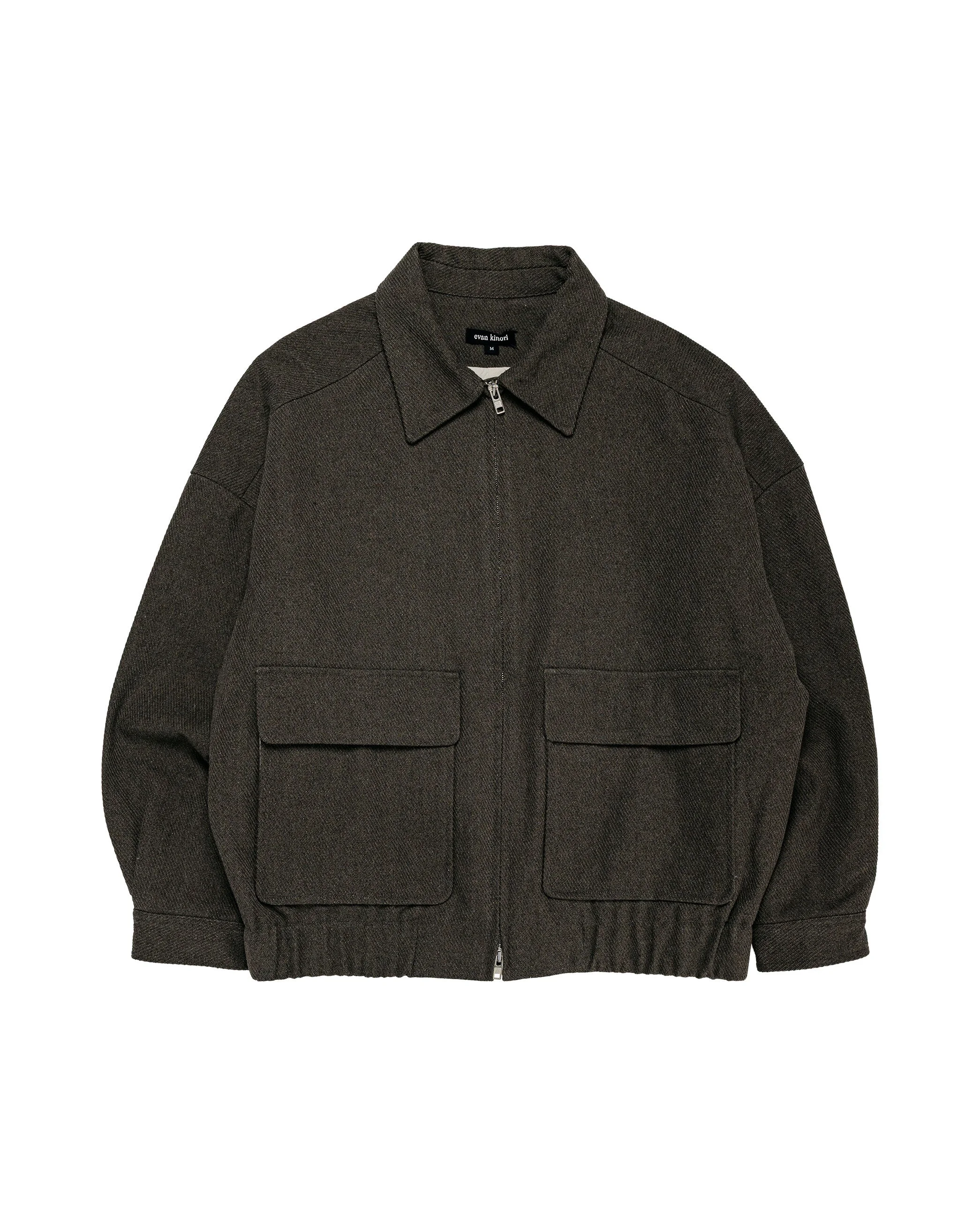 Zip Jacket Two Top Dyed Cotton Kersey Olive Heather - 1