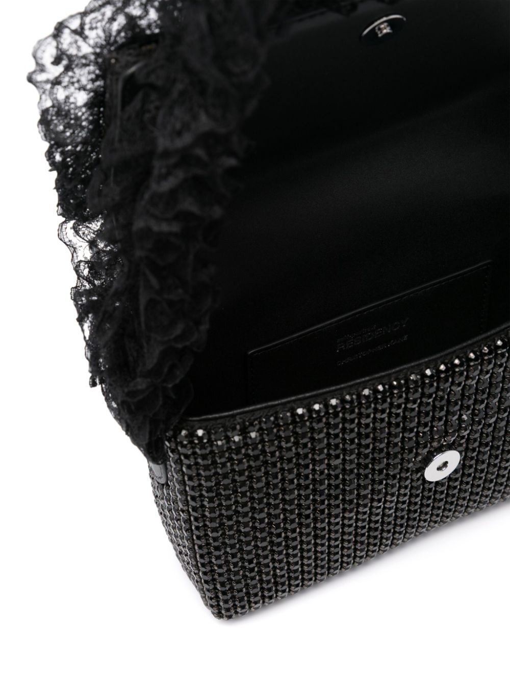 crystal-embellished lace-detail shoulder bag - 5