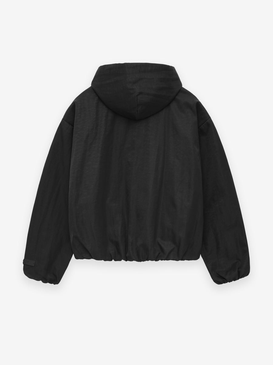 Womens Textured Nylon Hooded Bomber - 2