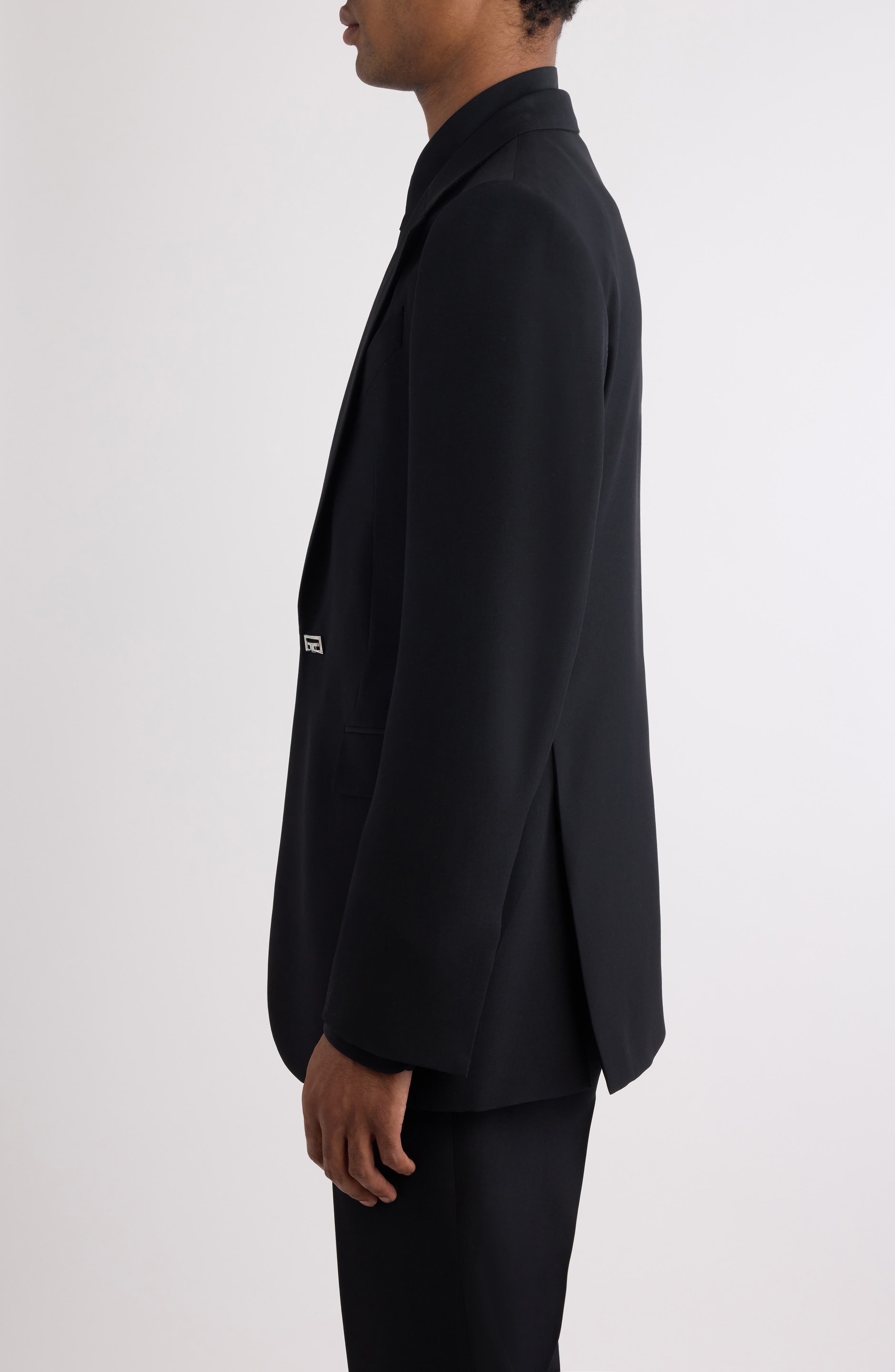 Givenchy New Metal Detail Wool Blazer in 001-Black at Nordstrom - 4