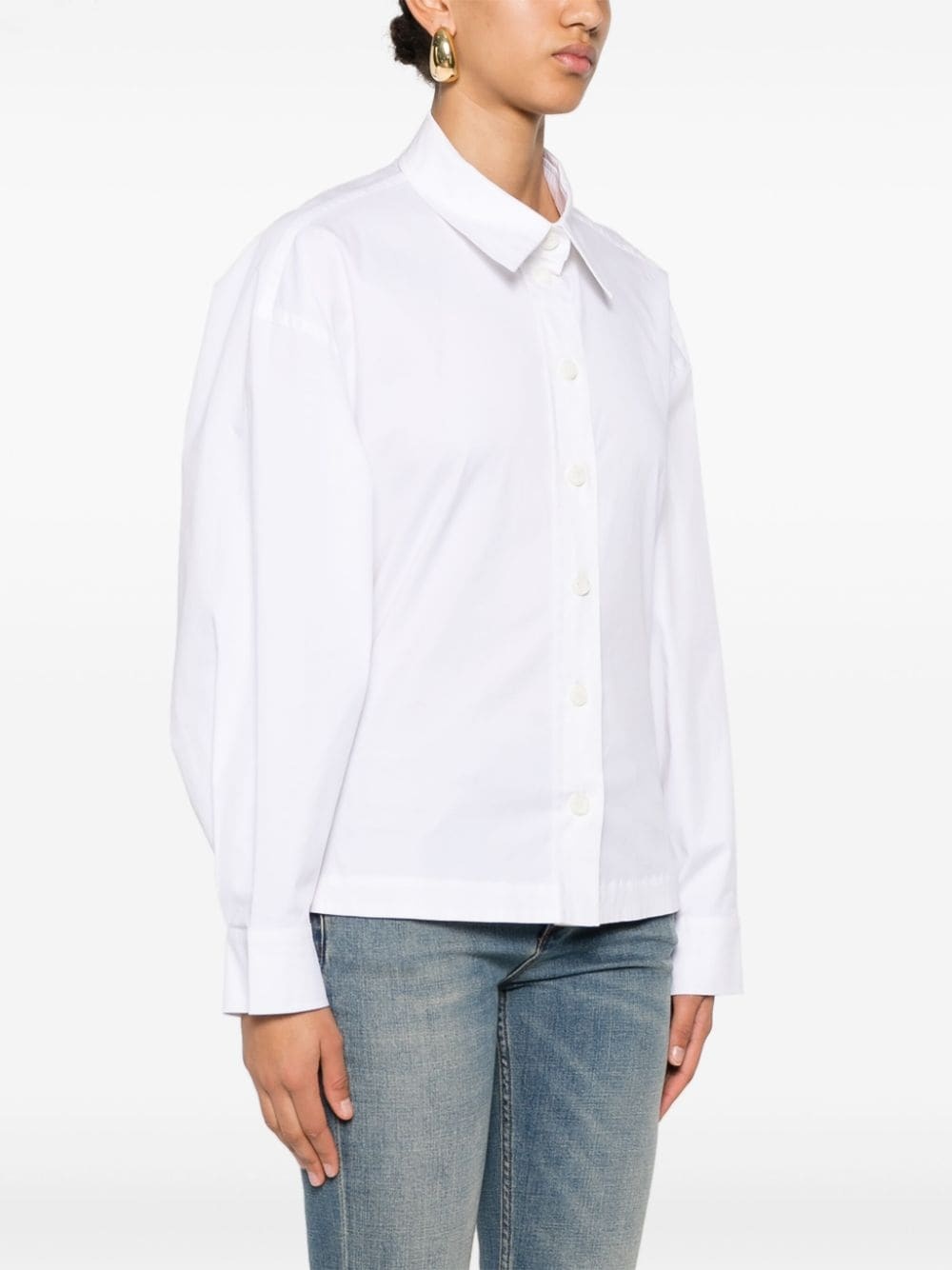 draped-detail cotton shirt - 3