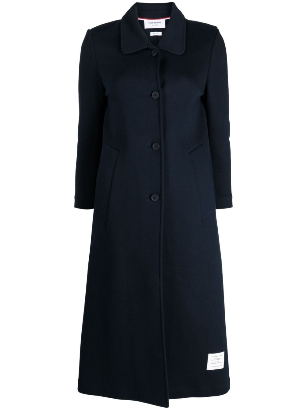 logo-patch single-breasted coat - 1