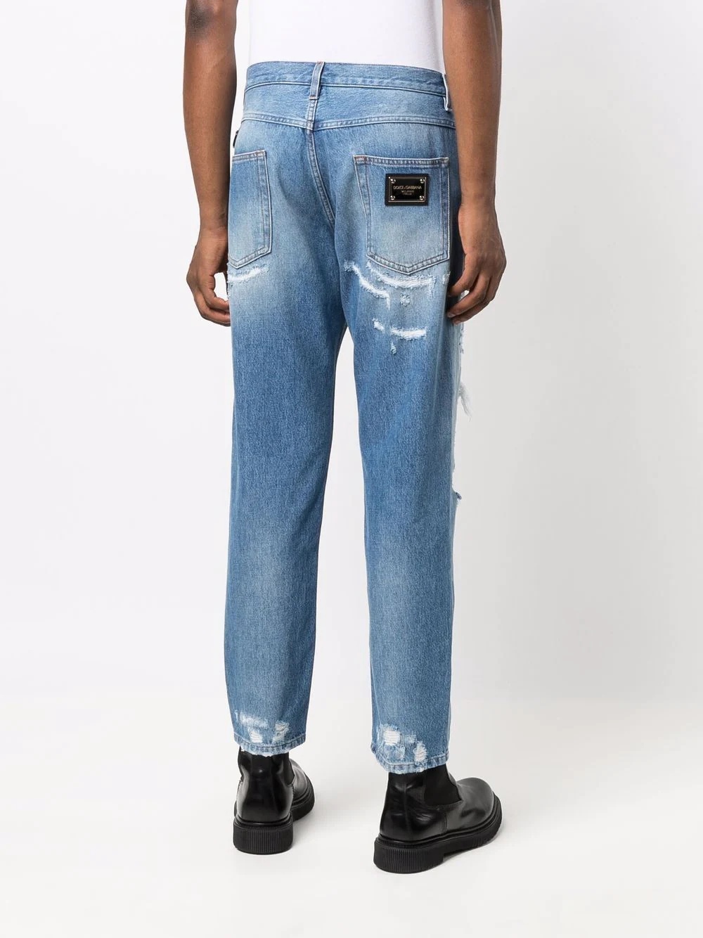 distressed straight-leg jeans - 4