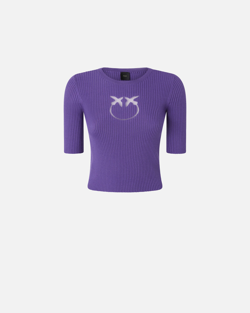 RIBBED SWEATER WITH TRANSPARENT LOVE BIRDS LOGO 1