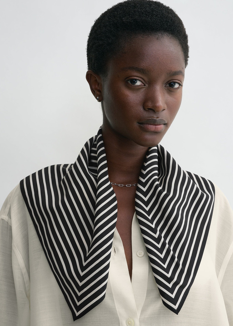 TOTEME Signature monogram silk scarf black outlook