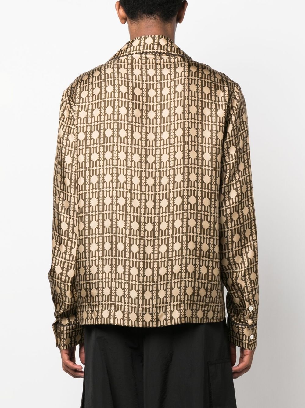 monogram-print silk shirt - 4