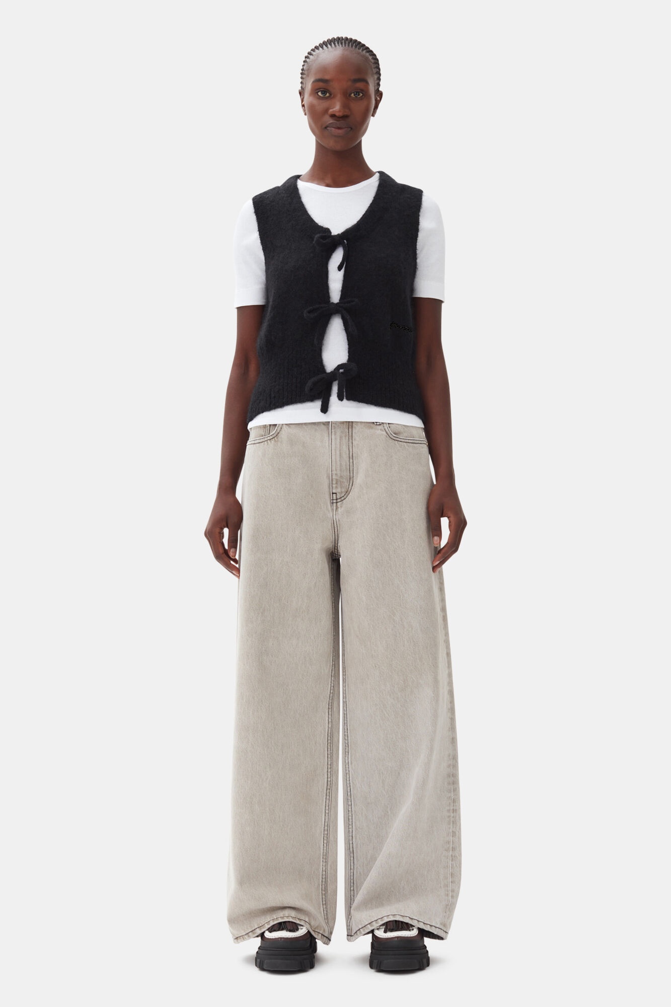 BLACK TIE STRING VEST - 4