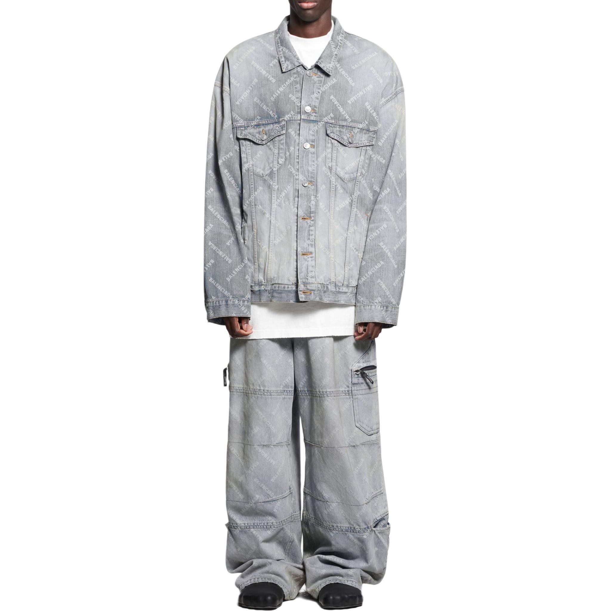 Balenciaga Bal Diagonal Allover Cargo Pants 'Light Blue' 767971TDW144979 - 3