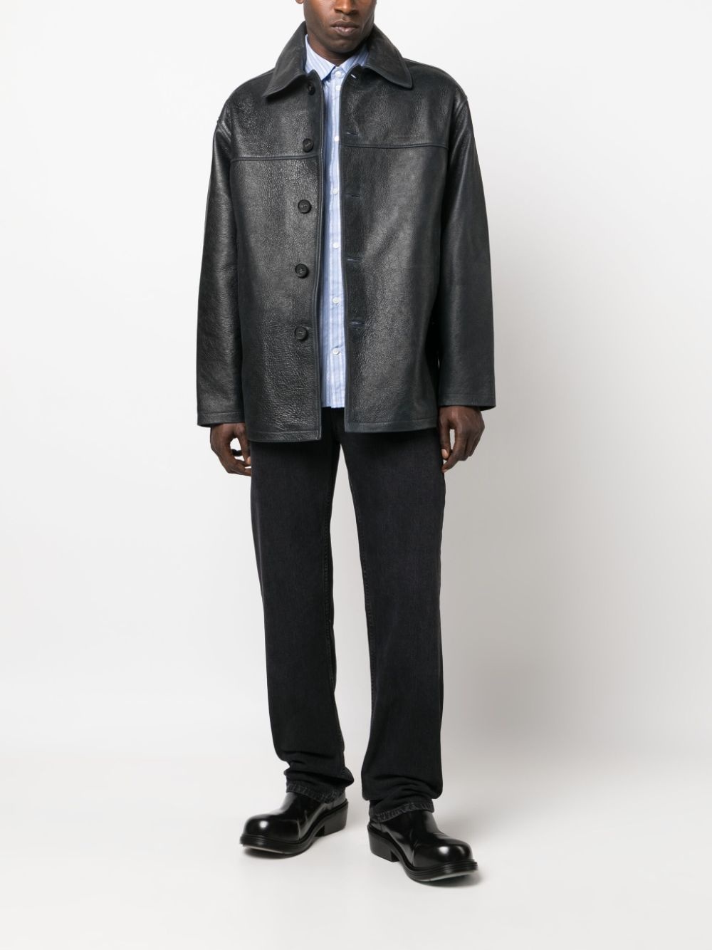 leather shirt jacket - 2