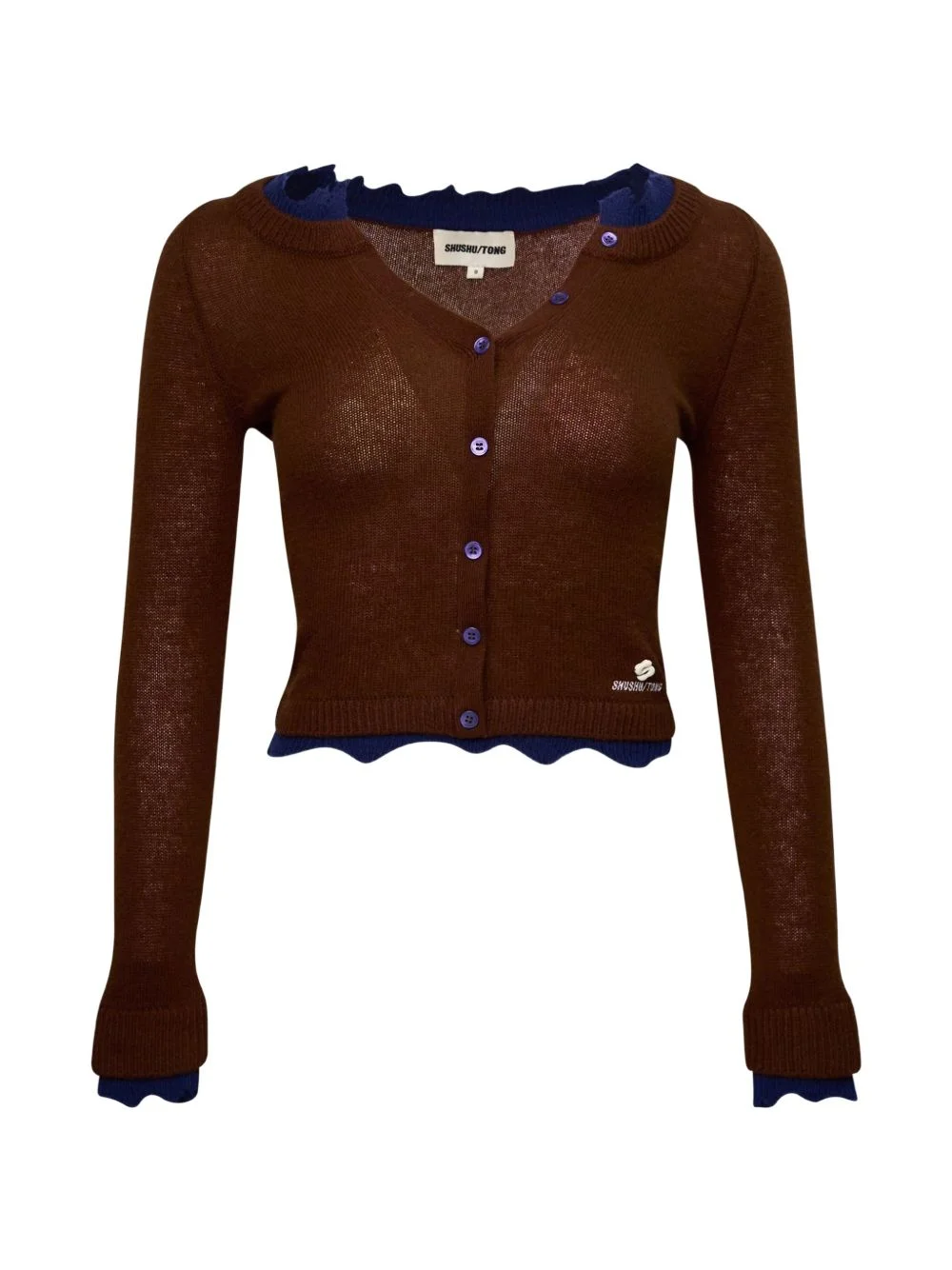 contrast-trim raw-edge sweater - 1