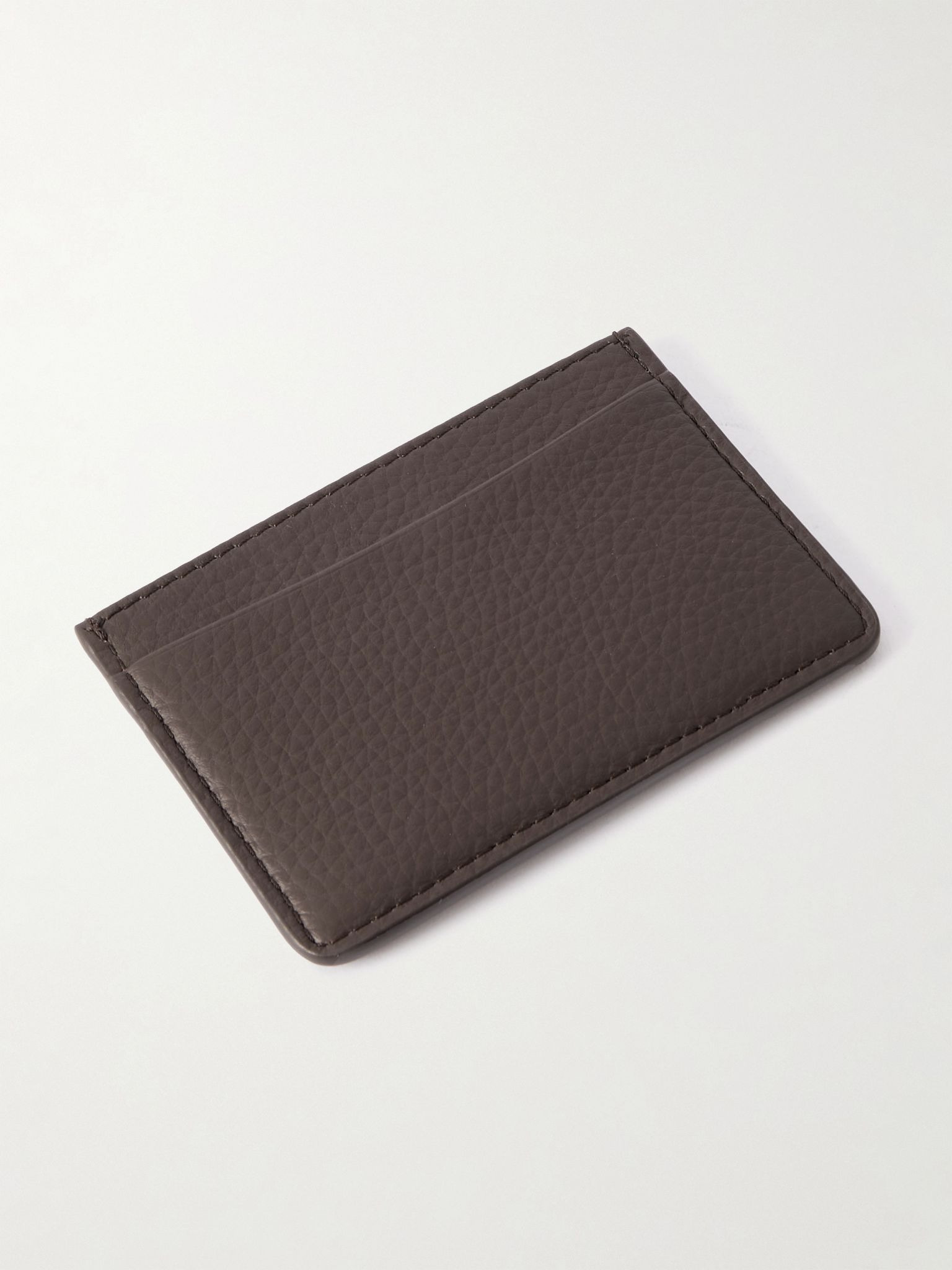 Logo-Print Full-Grain Leather Cardholder Brown - 2