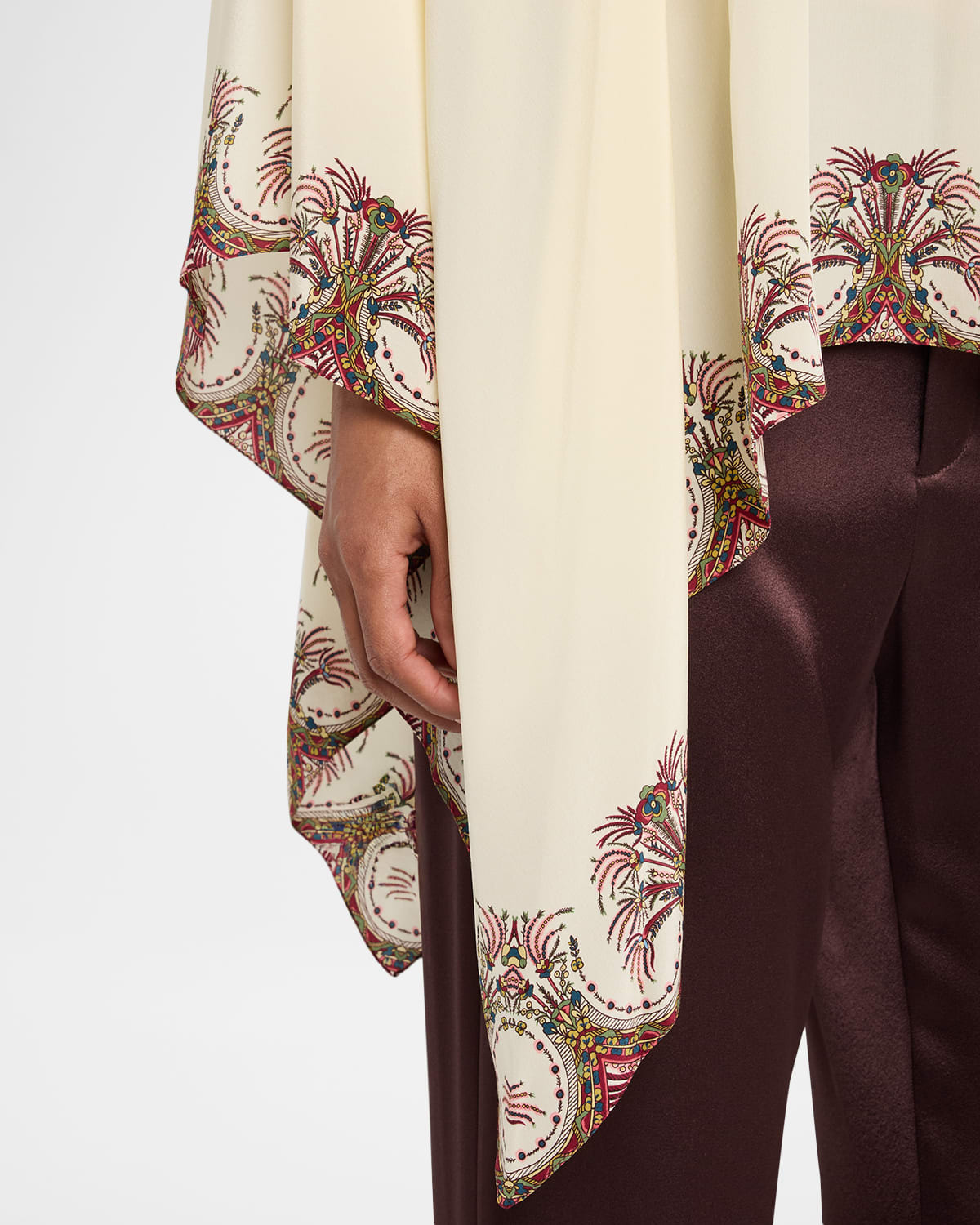 Printed Silk Poncho - 5
