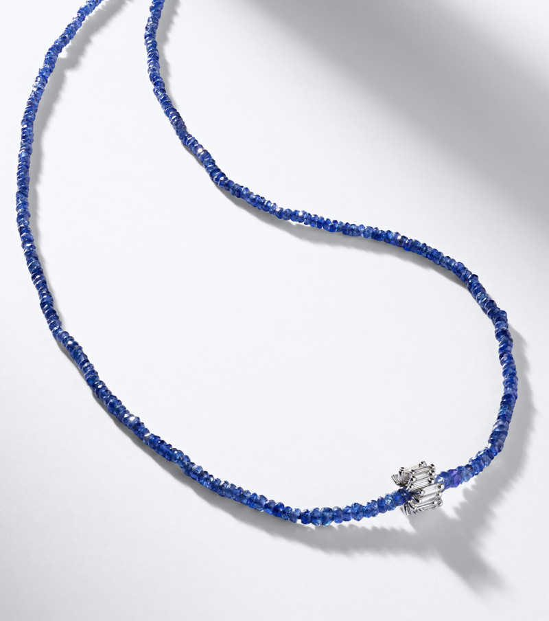 Infinite 18kt white gold beaded necklace with sapphires and diamonds 5