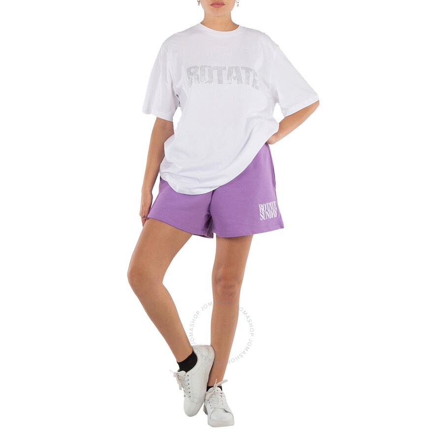 Rotate Rhinestone Logo Aster Cotton T-Shirt - 3