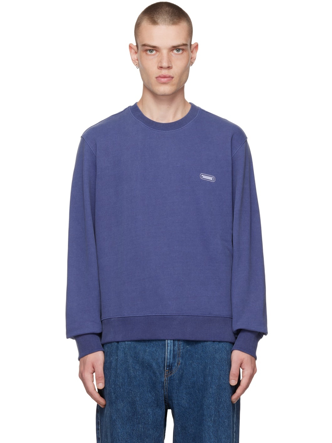 Blue Embroidered Sweatshirt - 1