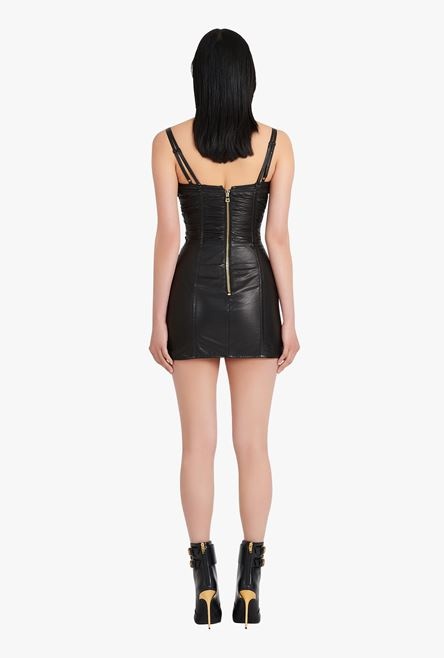 Short black leather dress - 3