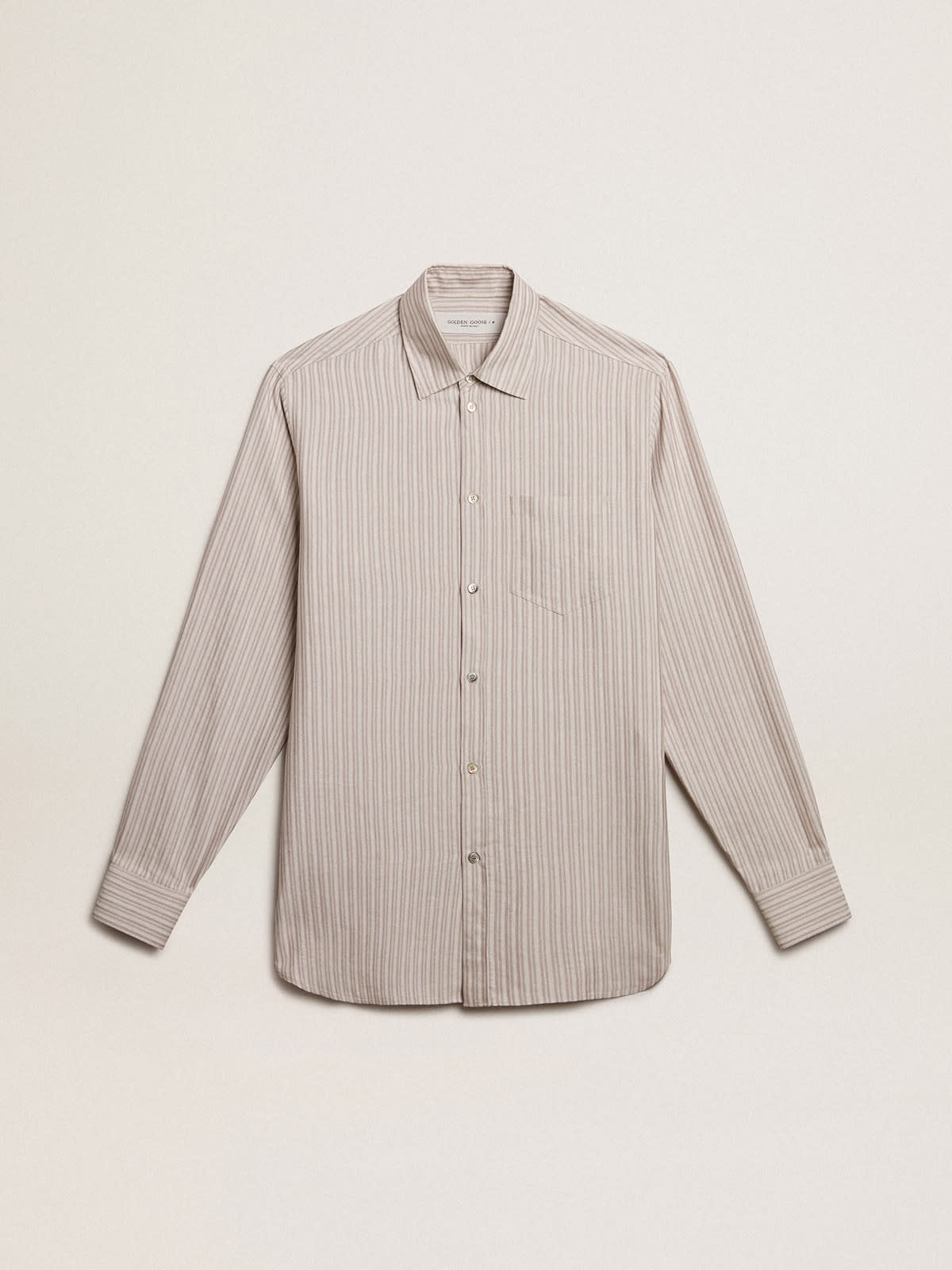 Men's viscose-blend linen shirt with striped pattern - 1