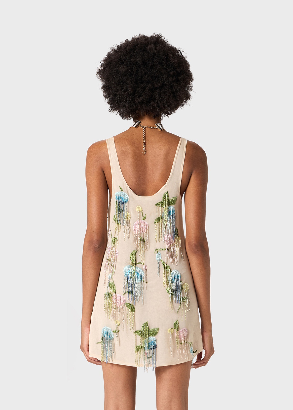MINI DRESS IN EMBROIDERED GEORGETTE WITH BEADS - 4