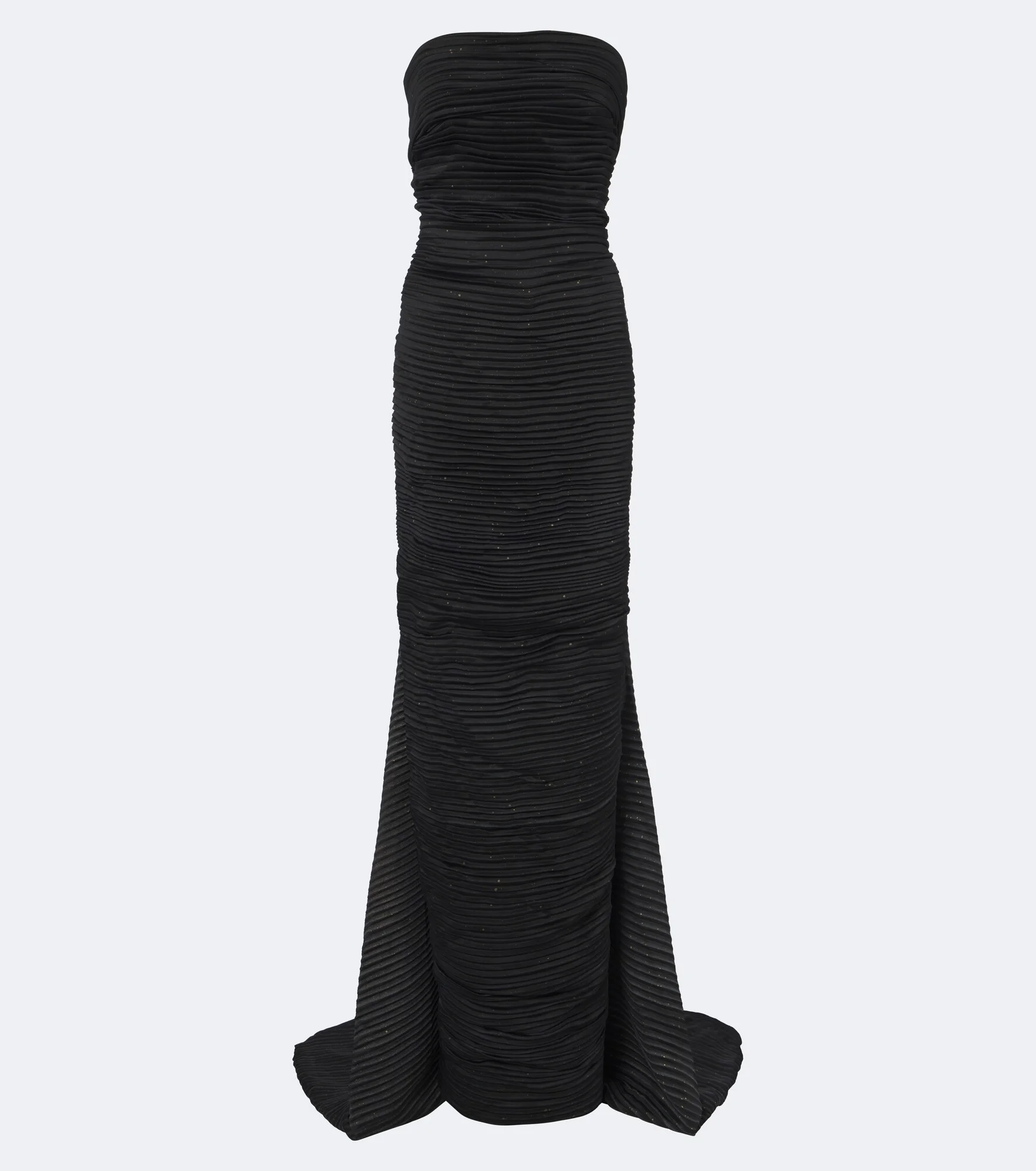 Pleated satin bustier gown - 1