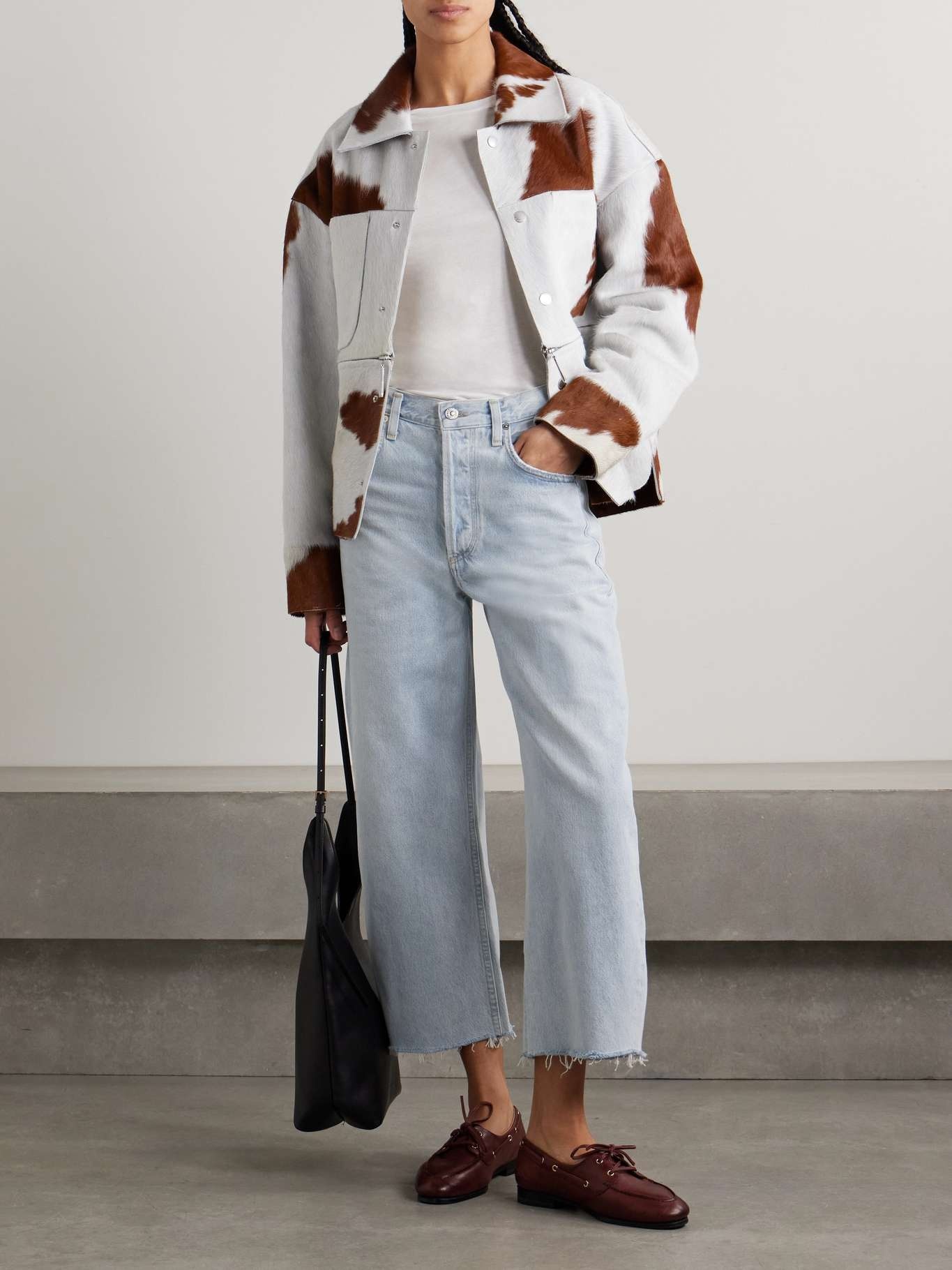 Ayla cropped frayed high-rise wide-leg jeans Light denim - 2
