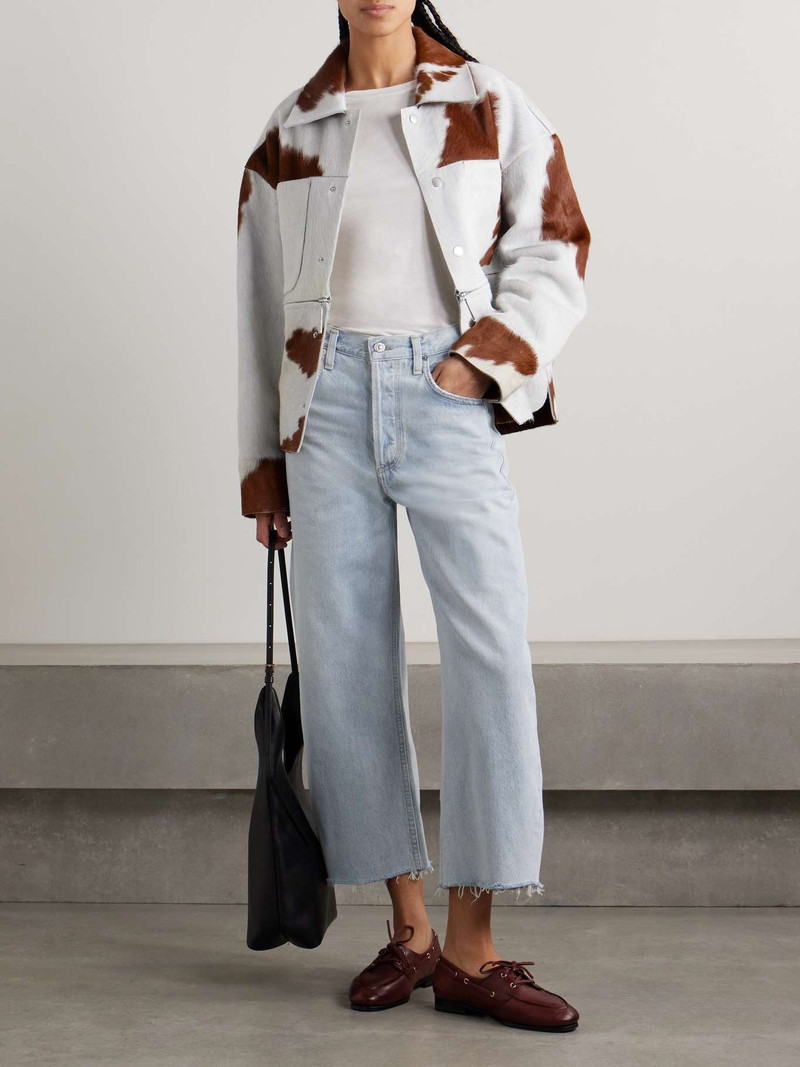 Citizens of Humanity Ayla cropped frayed high-rise wide-leg jeans Light denim outlook