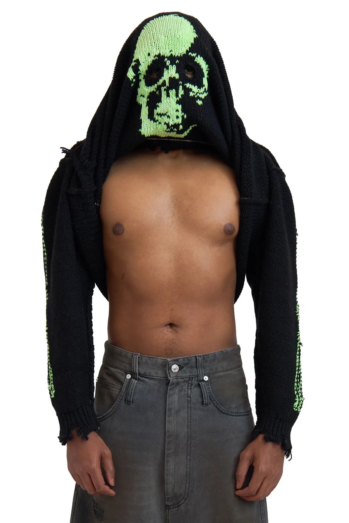 Doublet Glow-In-The-Dark Skull Knit Pullover Black - 2