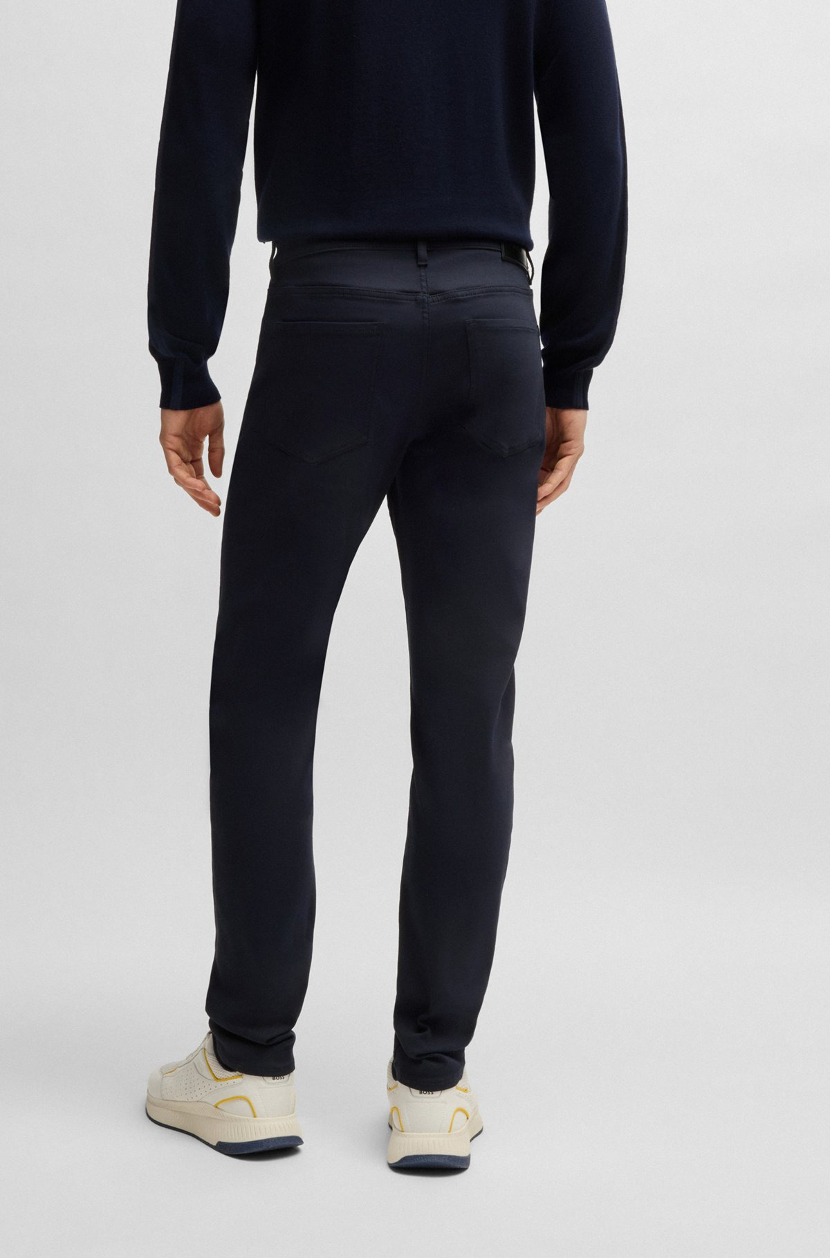 PORSCHE X BOSS TAPERED-FIT JEANS IN BLUE PERFORMANCE-STRETCH DENIM - 4